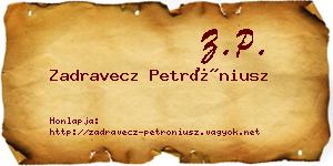Zadravecz Petróniusz névjegykártya